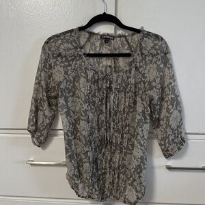 Express Gray and Cream Lace Top